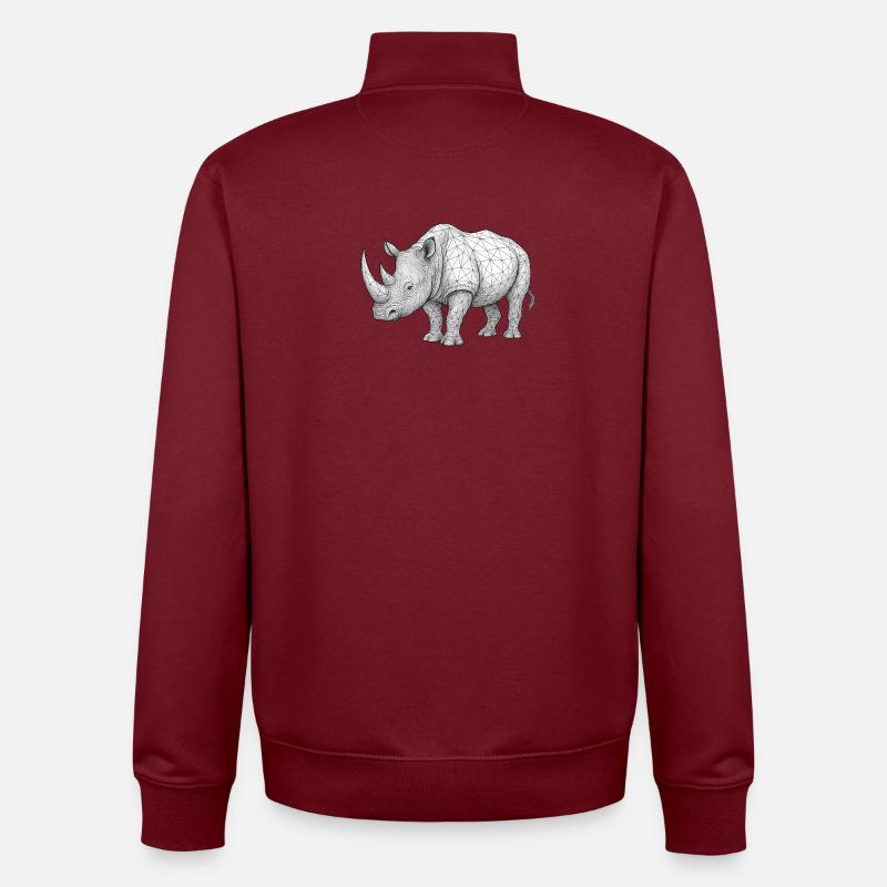 Rhino Wireframe Pattern - Unisex Organic Zip Sweatshirt by Stanley/Stella - burgundy
