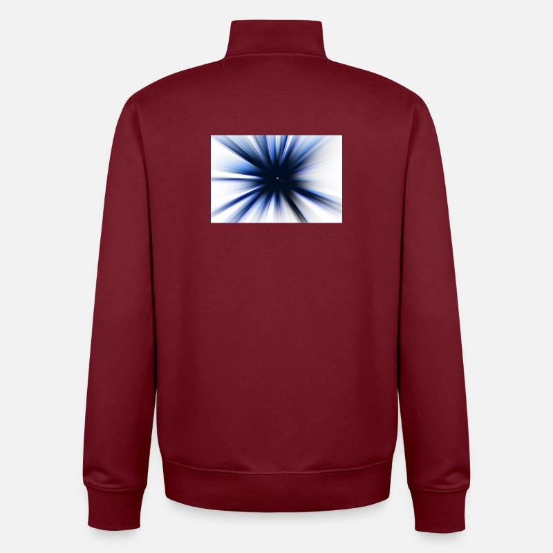 Fun Motiv - Blauer Strahleneffekt – Radial Burst - Unisex Organic Zip Sweatshirt von Stanley/Stella - Burgunderrot