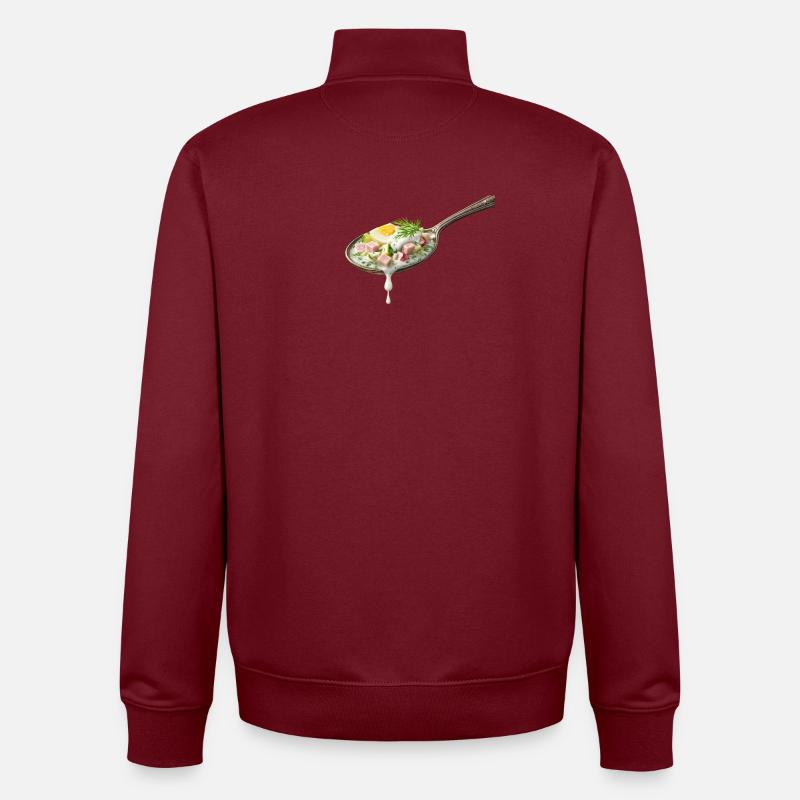 Okroshka dans l’illustration de la cuillère - Sweat zippé unisexe en coton bio Stanley/Stella - bordeaux
