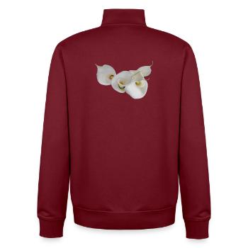 WEISSE CALLAS - Unisex Organic Zip Sweatshirt von Stanley/Stella - Burgunderrot - Hinten - AI Model Male 185 dark (185cm)