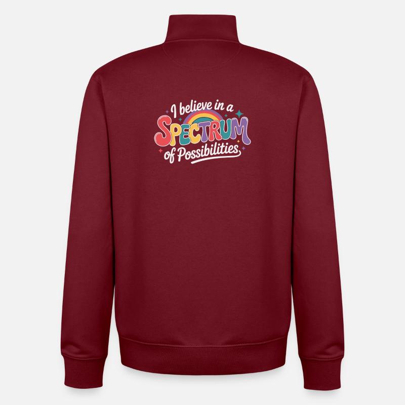 Autism Awareness Support rainbow - Unisex Organic Zip Sweatshirt by Stanley/Stella - burgundy