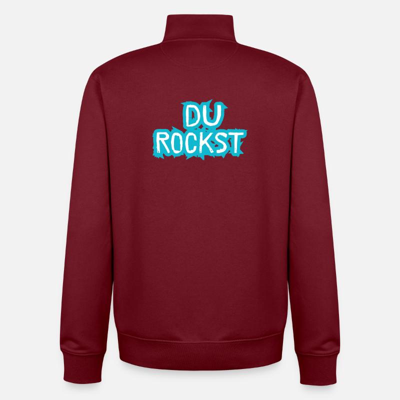 Du Rockst Design Geschenkidee - Unisex Organic Zip Sweatshirt von Stanley/Stella - Burgunderrot