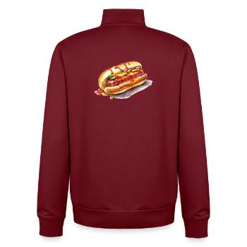 Colored Hot Dog Illustration - Unisex Organic Zip Sweatshirt by Stanley/Stella - burgundy - Back - AI Model Male 185 dark (185cm)