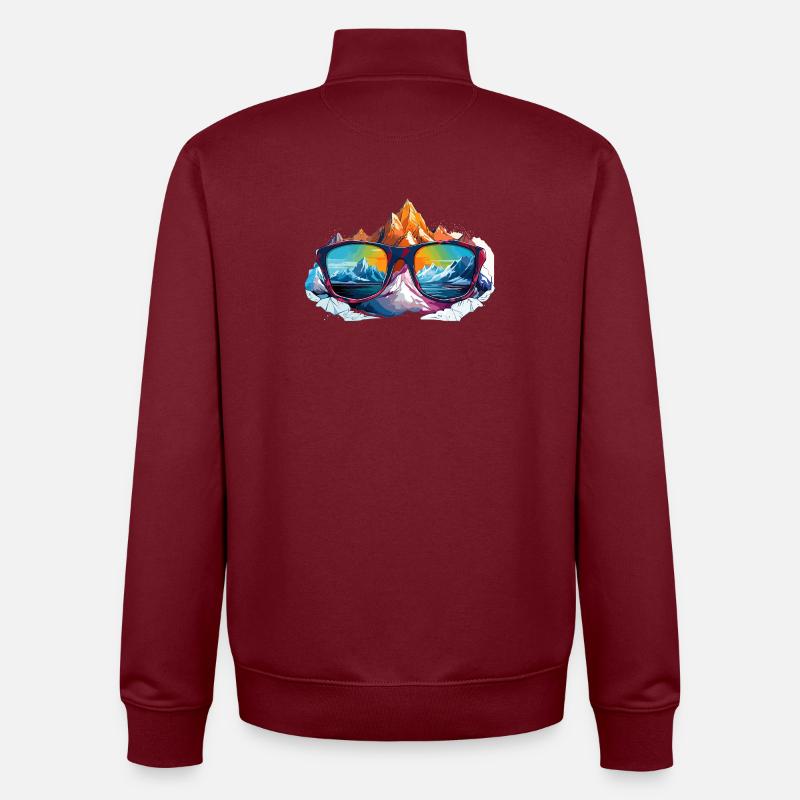 Bergpanorama in Sonnenbrille - Unisex Organic Zip Sweatshirt von Stanley/Stella - Burgunderrot