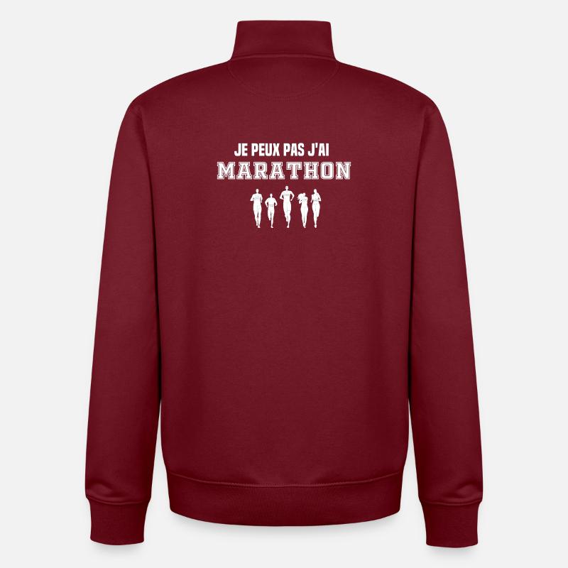 I can't I Marathon - Unisex Organic Zip Sweatshirt by Stanley/Stella - burgundy