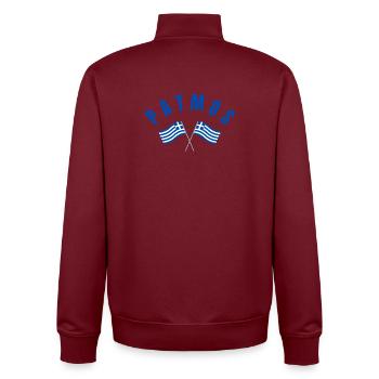 Patmos-kreuzende griechische Flaggen - Unisex Organic Zip Sweatshirt von Stanley/Stella - Burgunderrot - Hinten - AI Model Male 185 dark (185cm)