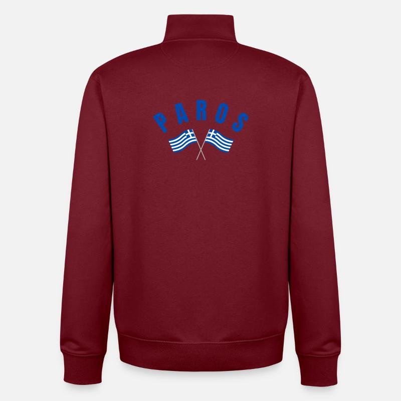 Emblème des drapeaux croisés de Paros - Sweat zippé unisexe en coton bio Stanley/Stella - bordeaux