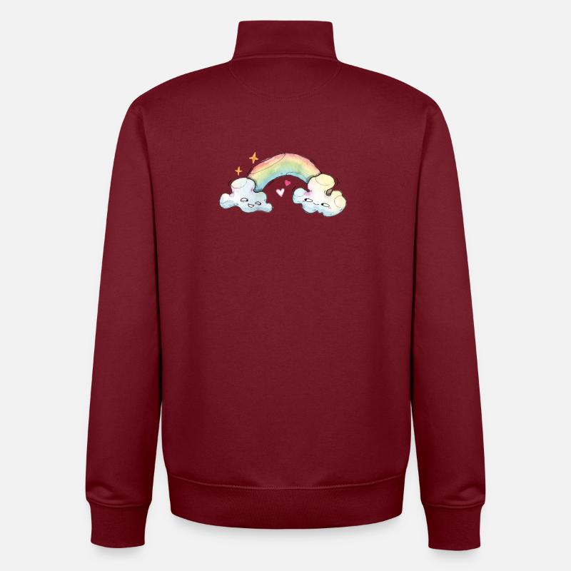 Porte-bonheur, doux nuages avec arc-en-ciel - Sweat zippé unisexe en coton bio Stanley/Stella - bordeaux