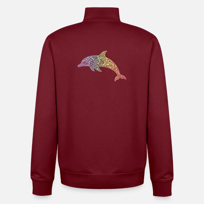 Dolphin - Unisex Organic Zip Sweatshirt by Stanley/Stella - burgundy