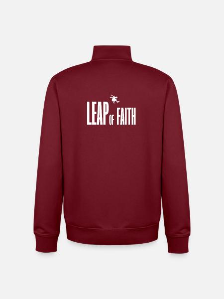 Shirt Leap of Faith white - Unisex Organic Zip Sweatshirt by Stanley/Stella - burgundy