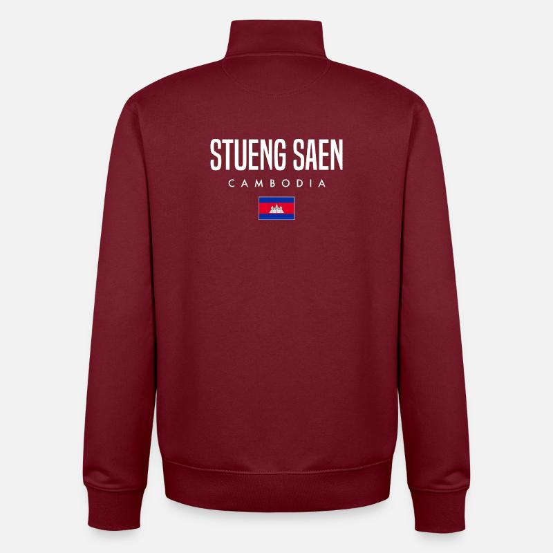 Stueng Saen Cambodia Khmer - Unisex Organic Zip Sweatshirt by Stanley/Stella - burgundy