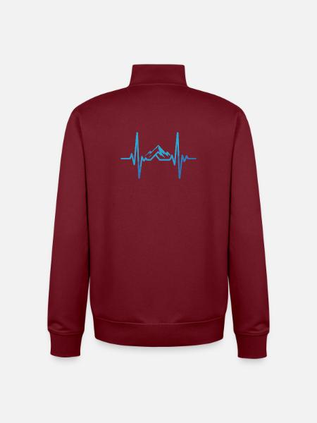 Herzschlag mit Berglandschaft - Unisex Organic Zip Sweatshirt von Stanley/Stella - Burgunderrot