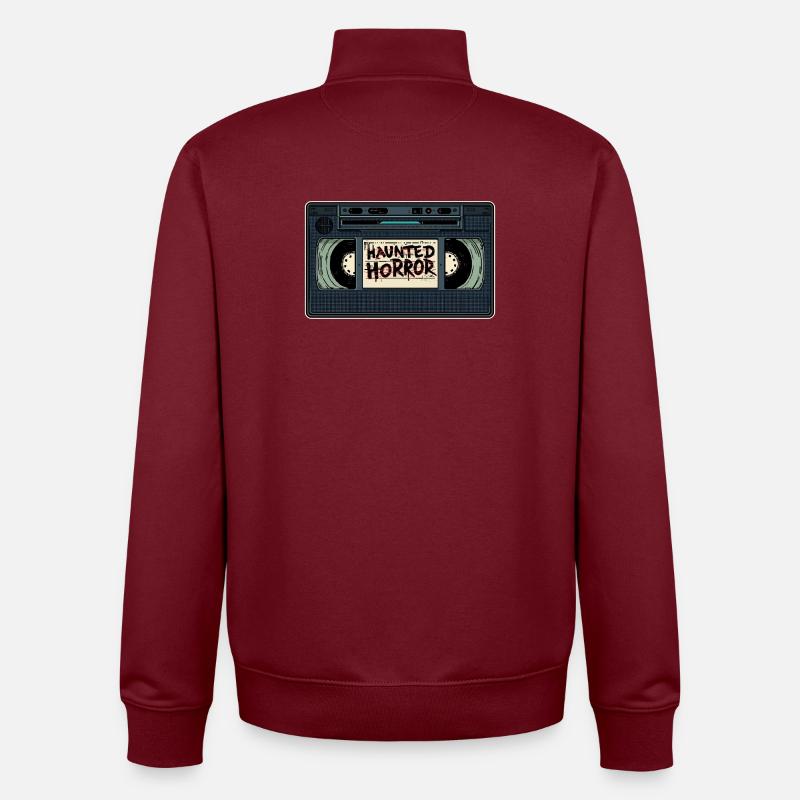 Haunted Horror Kassette Retro - Unisex Organic Zip Sweatshirt von Stanley/Stella - Burgunderrot