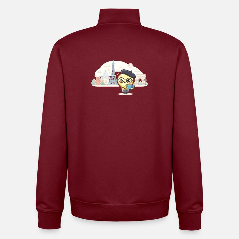 Pariser Glühbirnen-Gelehrter - Unisex Organic Zip Sweatshirt von Stanley/Stella - Burgunderrot