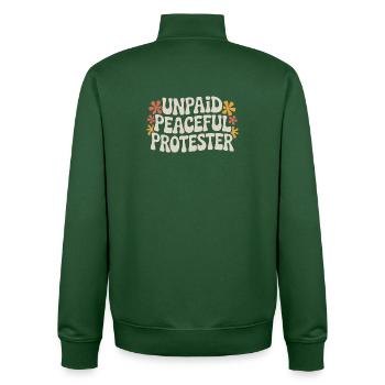 Militant pacifique non rémunéré déclarant Manifestation - Sweat zippé unisexe en coton bio Stanley/Stella - vert bouteille - Dos - AI Model Male 185 dark (185cm)