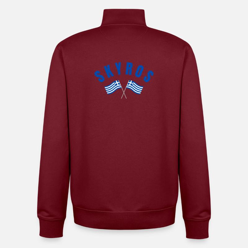 Drapeaux croisés grecs de Skyros - Sweat zippé unisexe en coton bio Stanley/Stella - bordeaux