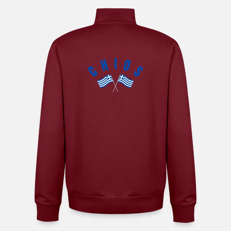 Chios Croisé des drapeaux grecs - Sweat zippé unisexe en coton bio Stanley/Stella - bordeaux