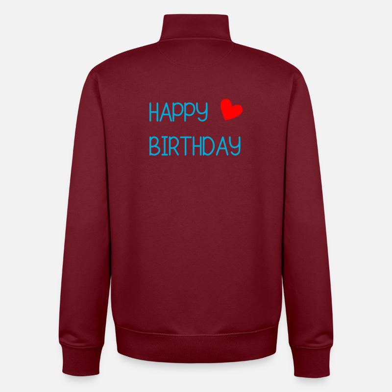 HAPPY BIRTHDAY. JOYEUX ANNIVERSAIRE. ANNIVERSAIRE. - Sweat zippé unisexe en coton bio Stanley/Stella - bordeaux