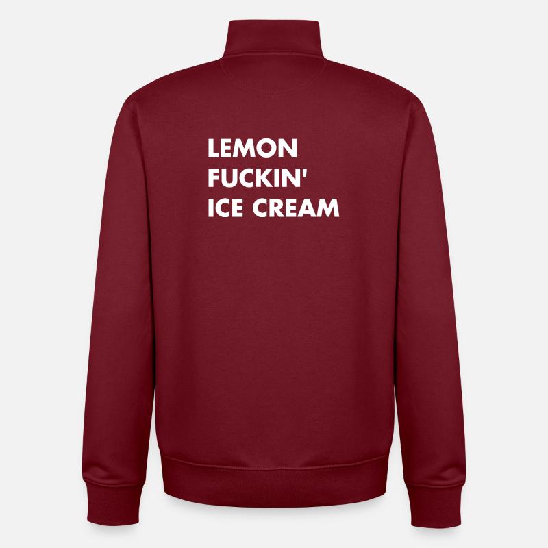 Glace au citron - lettrage blanc - Sweat zippé unisexe en coton bio Stanley/Stella - bordeaux