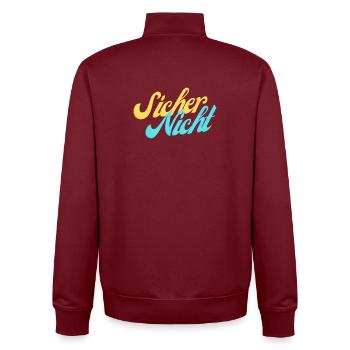 Sicher Nicht. - Unisex Organic Zip Sweatshirt von Stanley/Stella - Burgunderrot - Hinten - AI Model Male 185 dark (185cm)