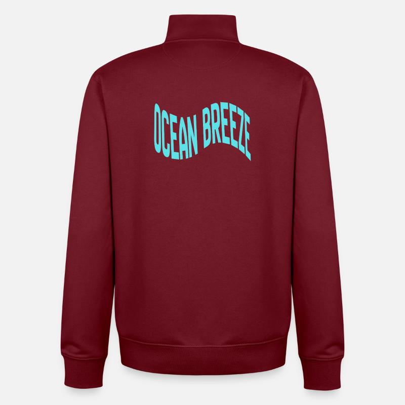 Ocean Breeze Curved Typography - Unisex Organic Zip Sweatshirt by Stanley/Stella - burgundy
