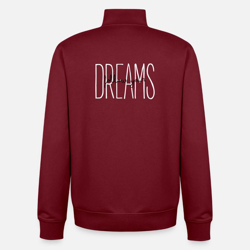 Devis Dreams Typographie - Sweat zippé unisexe en coton bio Stanley/Stella - bordeaux