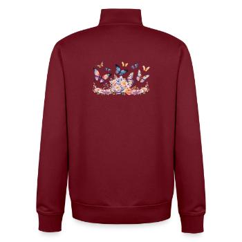 Magie des papillons - Art, couleurs et élégance - Sweat zippé unisexe en coton bio Stanley/Stella - bordeaux - Dos - AI Model Male 185 dark (185cm)