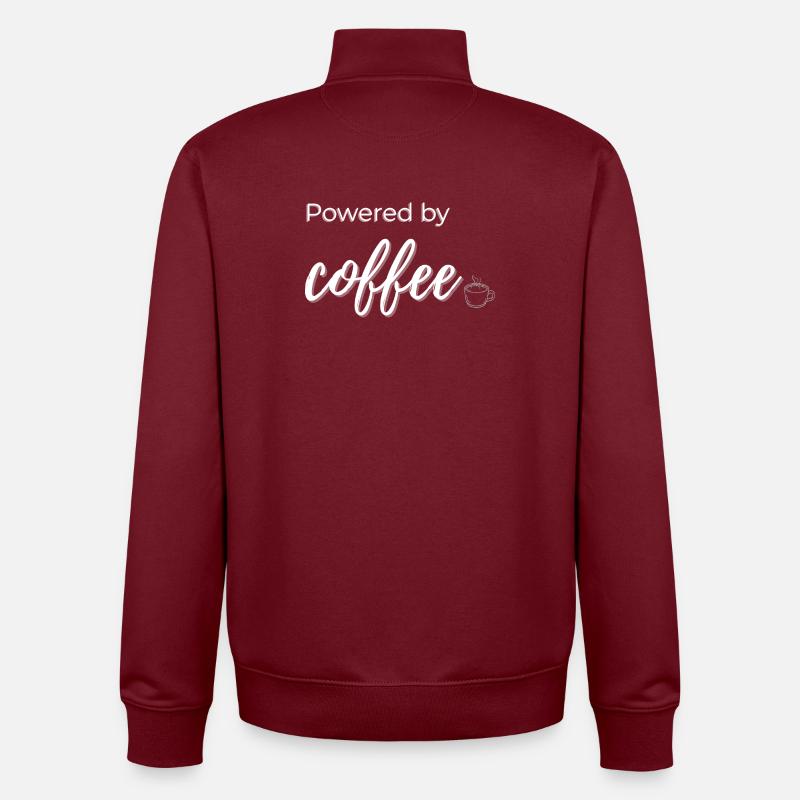 Powered by Coffee - Sweat zippé unisexe en coton bio Stanley/Stella - bordeaux