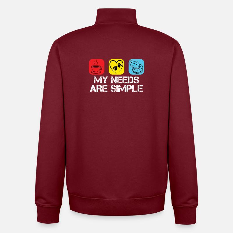Café, chats et biscuits - Sweat zippé unisexe en coton bio Stanley/Stella - bordeaux