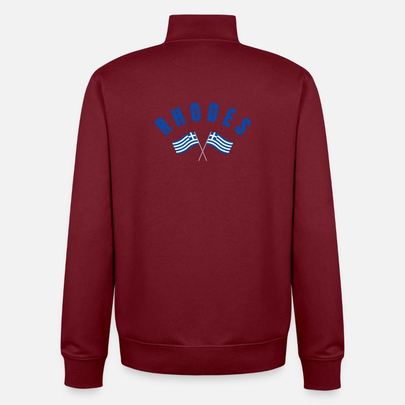 Drapeaux grecs de Rhodes croisés - Sweat zippé unisexe en coton bio Stanley/Stella - bordeaux