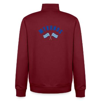 Griechische Flaggen von Mykonos - Unisex Organic Zip Sweatshirt von Stanley/Stella - Burgunderrot - Hinten - AI Model Male 185 dark (185cm)