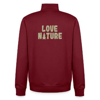 Love Nature – Minimal Outdoor Forest Design - Unisex Organic Zip Sweatshirt von Stanley/Stella - Burgunderrot - Hinten - AI Model Male 185 dark (185cm)