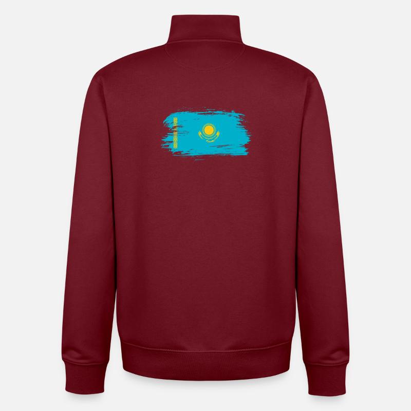Drapeau du Kazakhstan - Sweat zippé unisexe en coton bio Stanley/Stella - bordeaux
