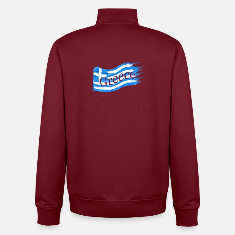 Drapeau grec - Sweat zippé unisexe en coton bio Stanley/Stella - bordeaux