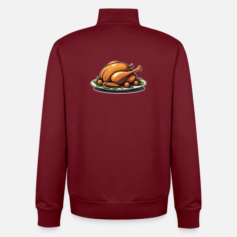 Assiette de dinde rôtie - Sweat zippé unisexe en coton bio Stanley/Stella - bordeaux