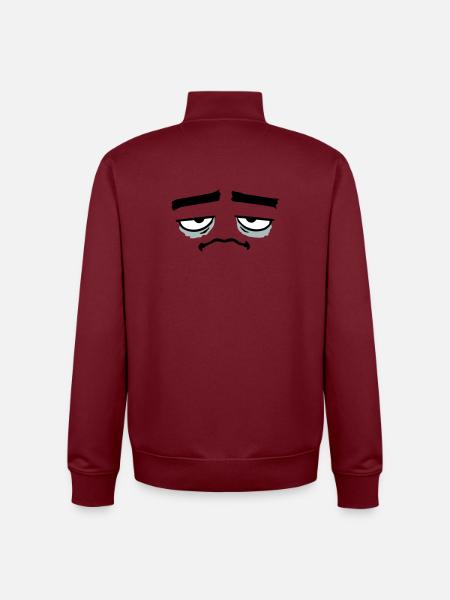 Grumpy sad disappointed face funny - Unisex Organic Zip Sweatshirt by Stanley/Stella - burgundy