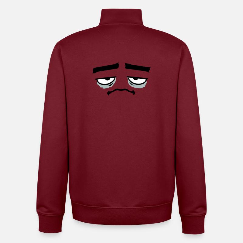Grumpy sad disappointed face funny - Unisex Organic Zip Sweatshirt by Stanley/Stella - burgundy