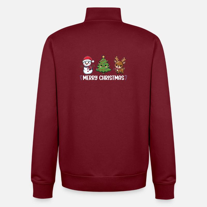 Trio de Noël mignon - Sweat zippé unisexe en coton bio Stanley/Stella - bordeaux