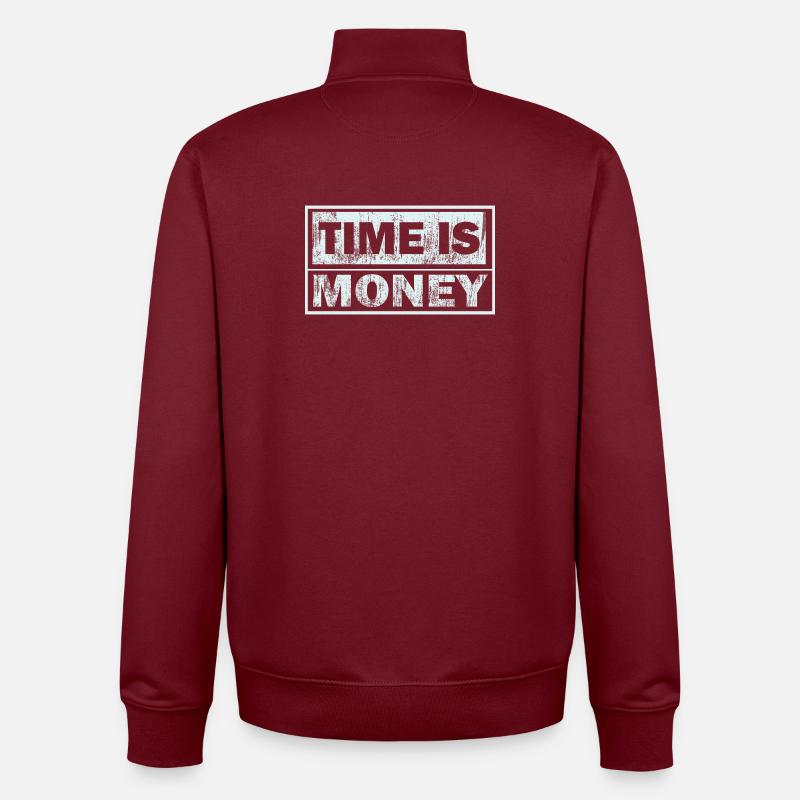Zeit ist Geld – Grunge-Textbanner - Unisex Organic Zip Sweatshirt von Stanley/Stella - Burgunderrot
