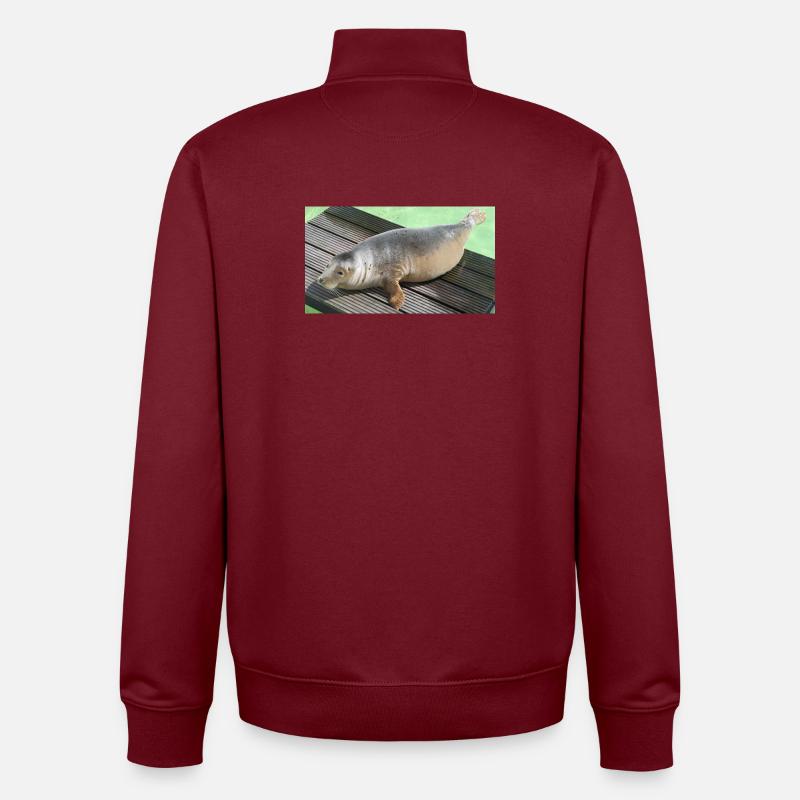 Bébé phoque à Texel - Sweat zippé unisexe en coton bio Stanley/Stella - bordeaux