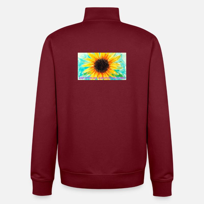 Sonnenblume Farbrausch Kunst - Unisex Organic Zip Sweatshirt von Stanley/Stella - Burgunderrot