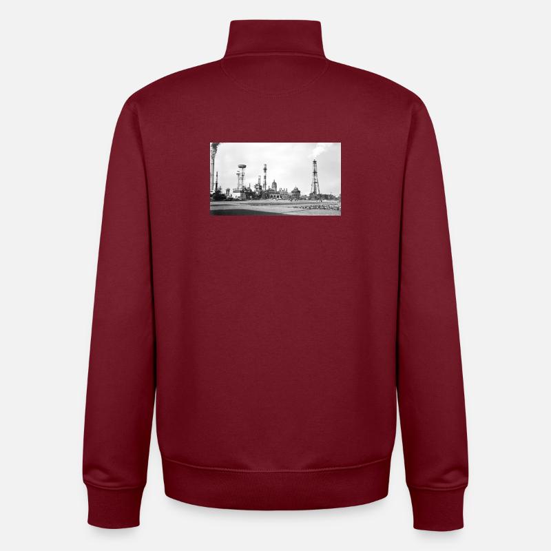 Paysage à vapeur industriel rétro - Sweat zippé unisexe en coton bio Stanley/Stella - bordeaux