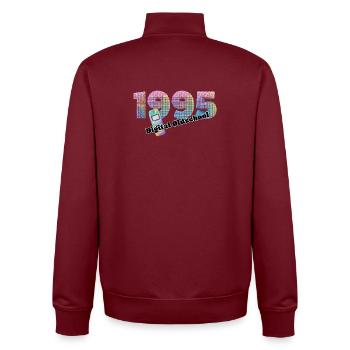 1995 – Digital Nineties Style - Unisex Organic Zip Sweatshirt by Stanley/Stella - burgundy - Back - AI Model Male 185 dark (185cm)