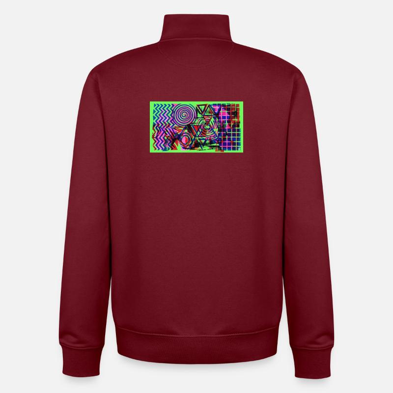 Neon Geometry Chaos - Unisex Organic Zip Sweatshirt by Stanley/Stella - burgundy