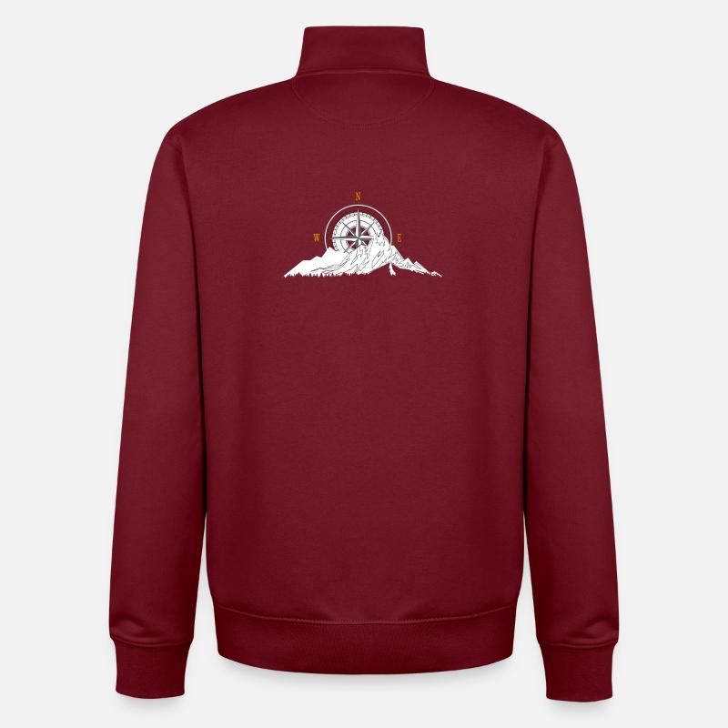 Berg und Kompass - Unisex Organic Zip Sweatshirt von Stanley/Stella - Burgunderrot