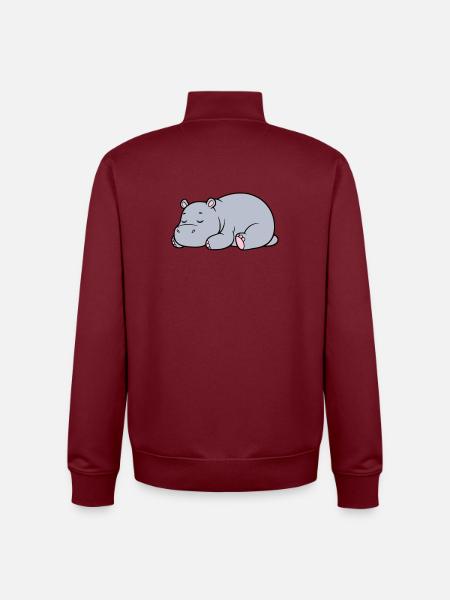 Sleeping Hippopotamus Tired Lazy Vector - Unisex Organic Zip Sweatshirt by Stanley/Stella - burgundy
