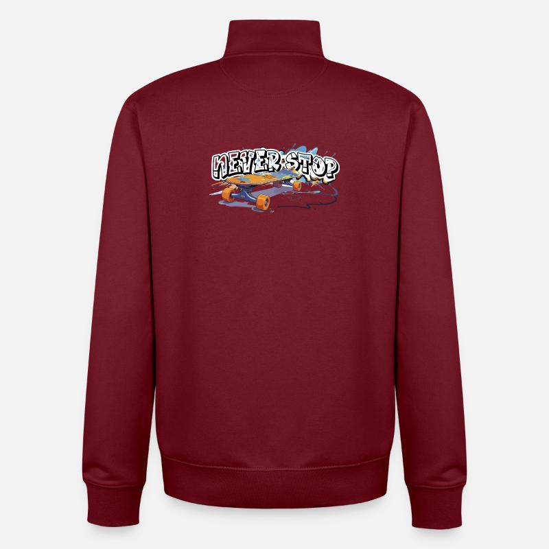 Farbiger Skateboard Graffiti Design - Unisex Organic Zip Sweatshirt von Stanley/Stella - Burgunderrot