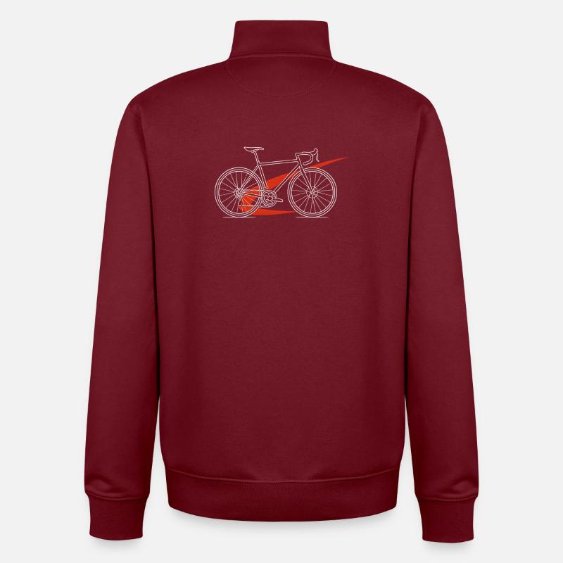 Red Cyclist Sketch - Unisex Organic Zip Sweatshirt by Stanley/Stella - burgundy