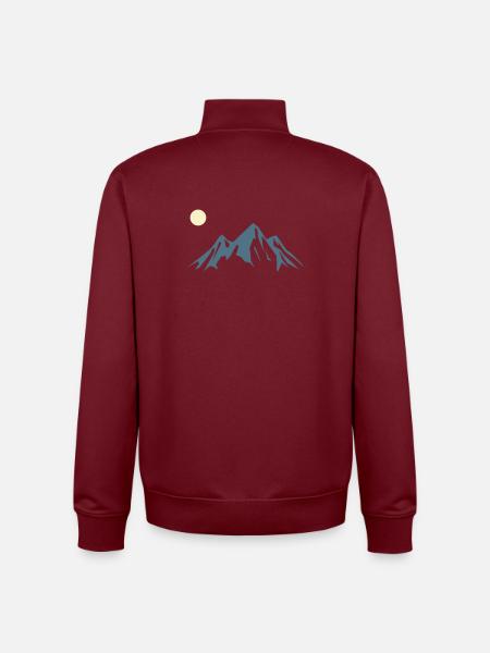 Mountain Silhouette Sunrise - Unisex Organic Zip Sweatshirt by Stanley/Stella - burgundy