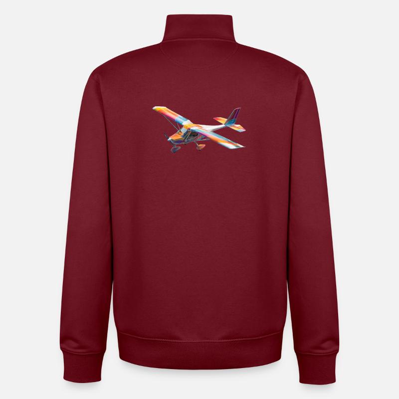 RC Rainbow Airplane Pattern - Unisex Organic Zip Sweatshirt by Stanley/Stella - burgundy